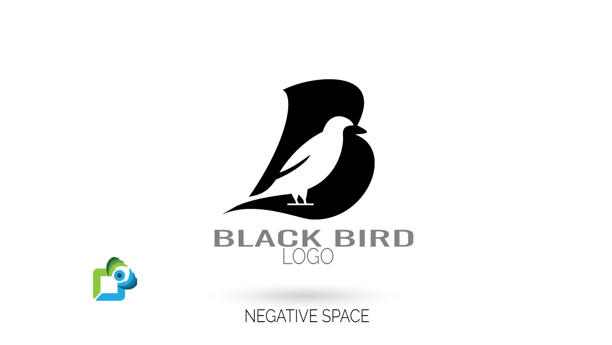 Negative space Black Bird Logo